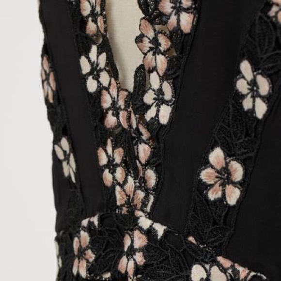 Giambattista Valli X H&M Black Chiffon Dress Lace - Picture 5 of 5